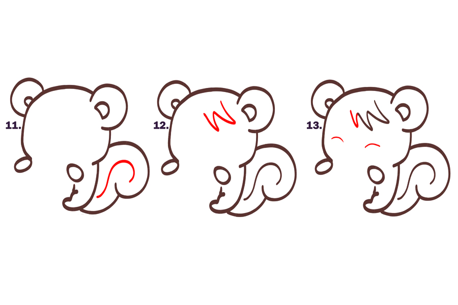 吃饼干的可爱松鼠简笔画画法步骤-图3