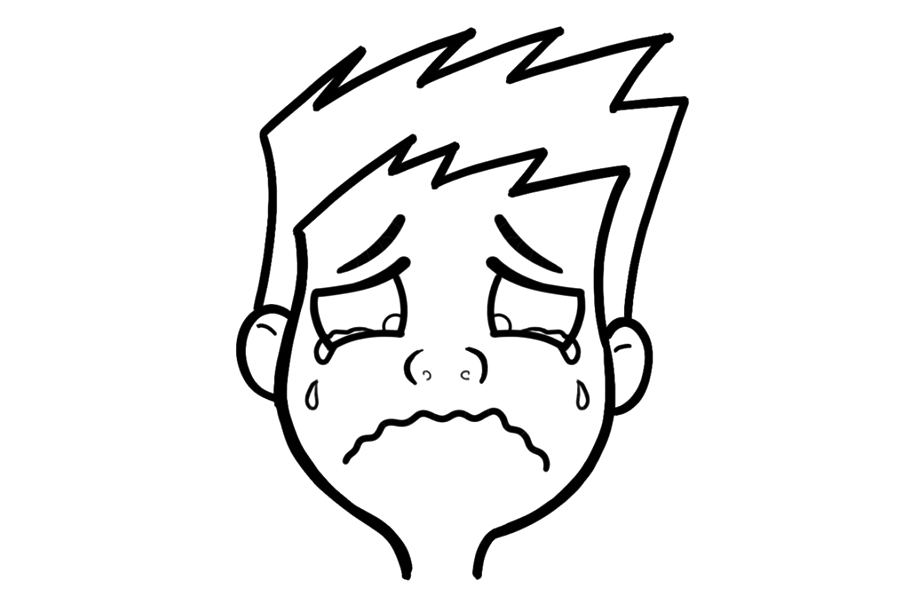 学画卡通面部表情：哭泣
