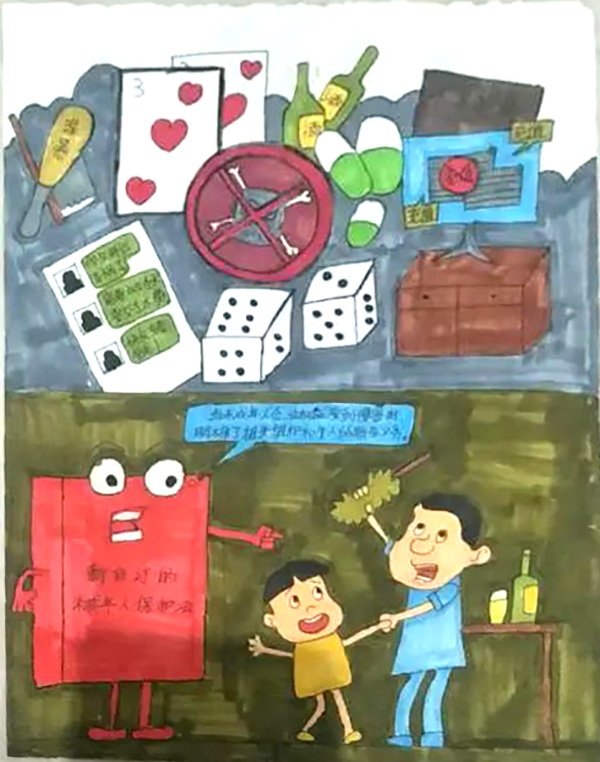 简单漂亮的小学生未成年人保护法主题绘画作品-图2