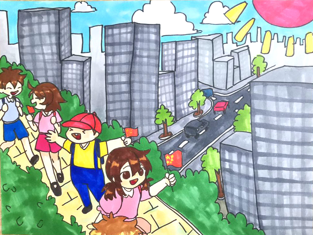 童心共绘文明城 文明儿童绘画优秀作品5张-图3