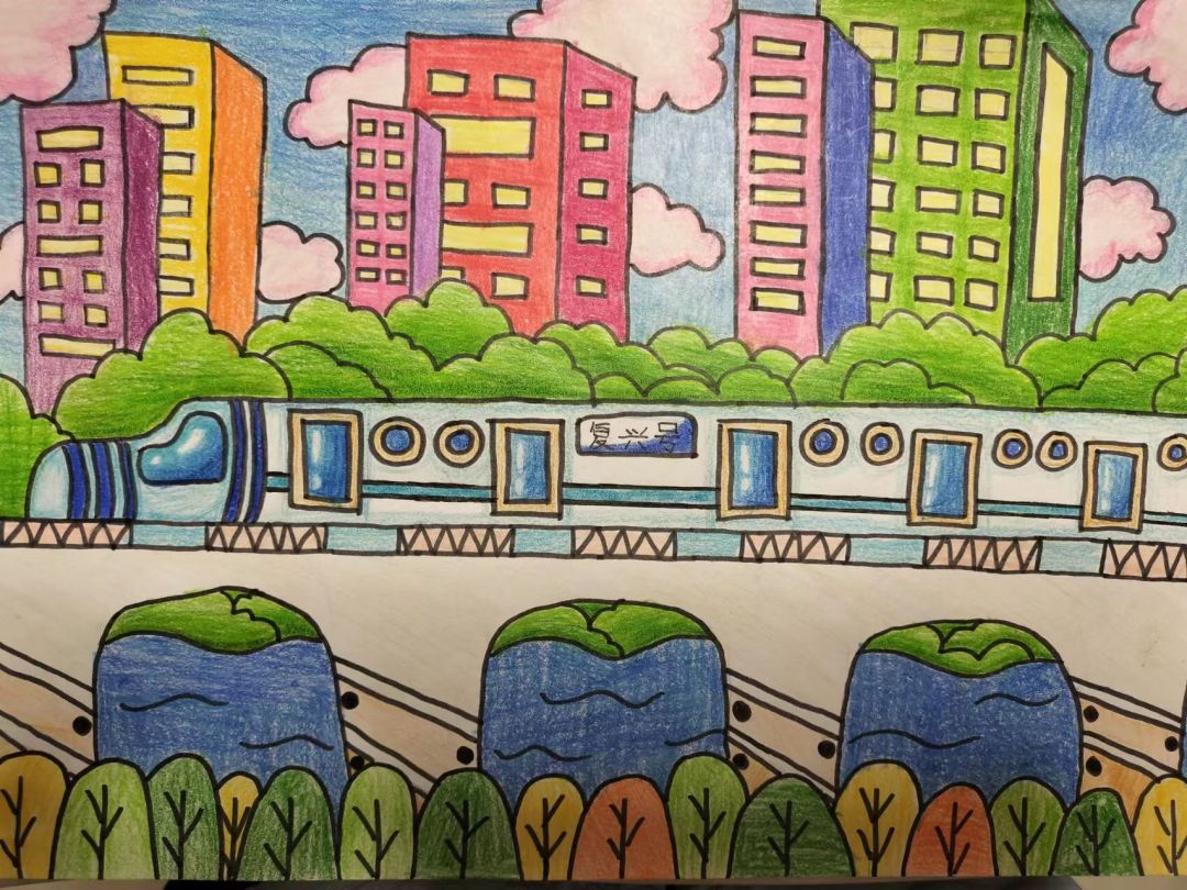 “童心绘高铁 安全伴我行”主题绘画优秀作品9张-图8