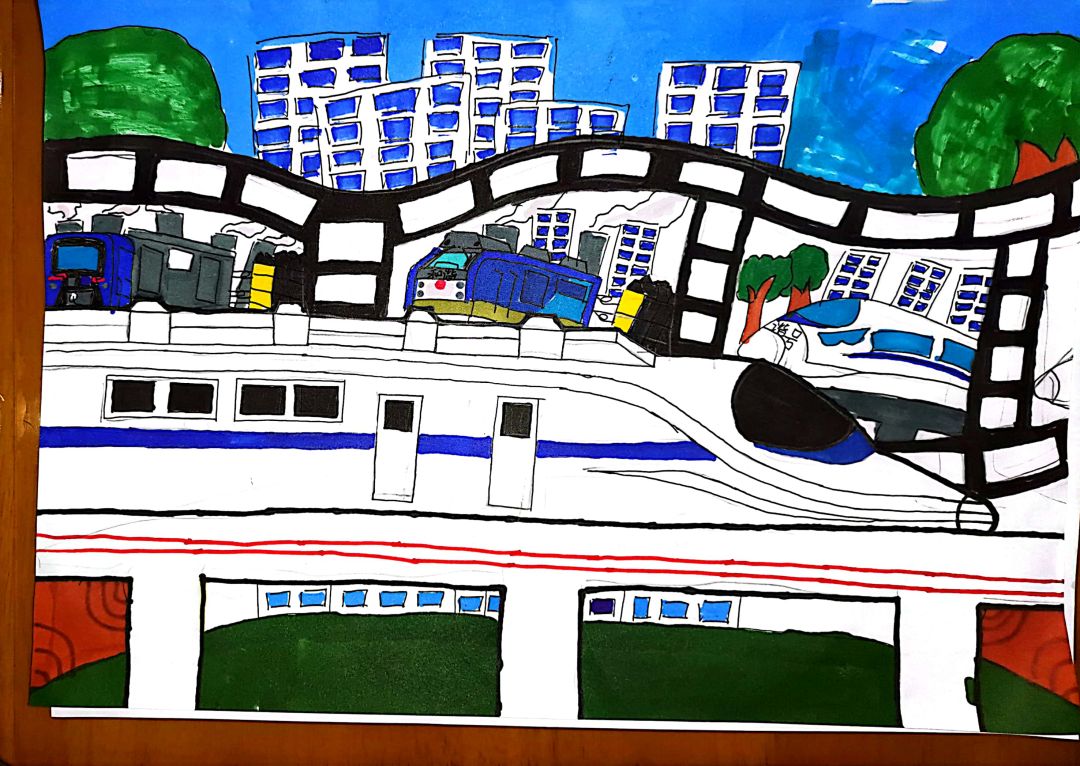 漂亮的“童心绘高铁 安全伴我行”主题绘画作品-图7