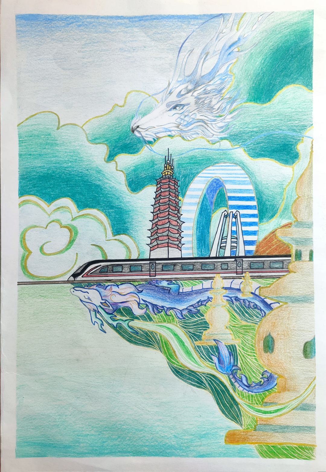 了解铁路安全知识“童心绘高铁 安全伴我行”绘画作品6张-图3