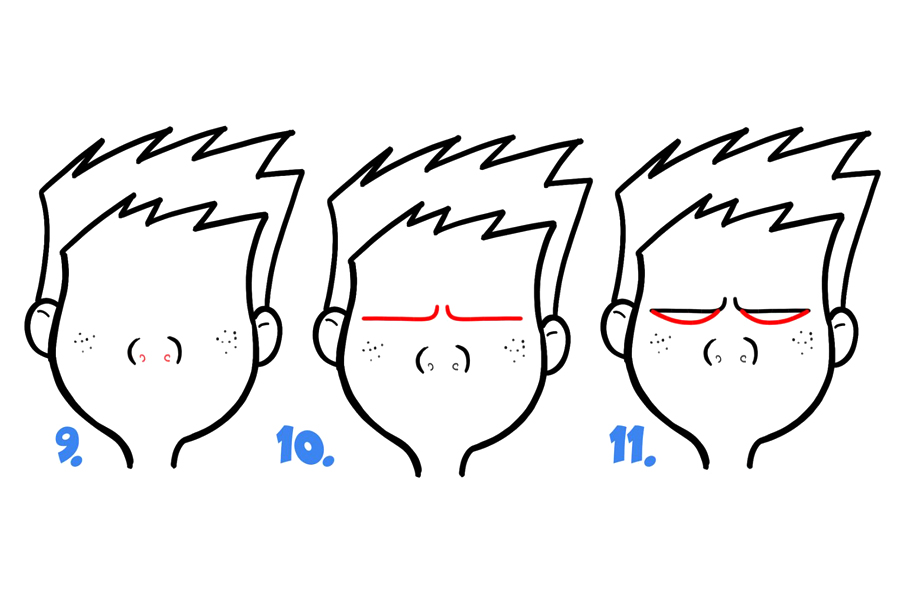 学画卡通面部表情：烦躁、激动、愤怒的脸-图3