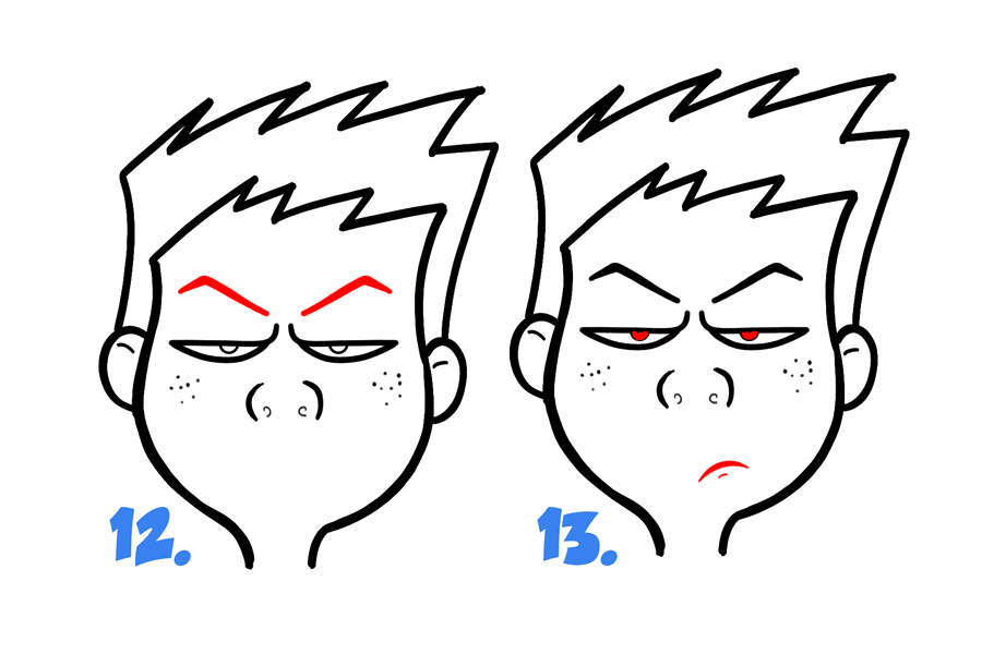 学画卡通面部表情：烦躁、激动、愤怒的脸-图4