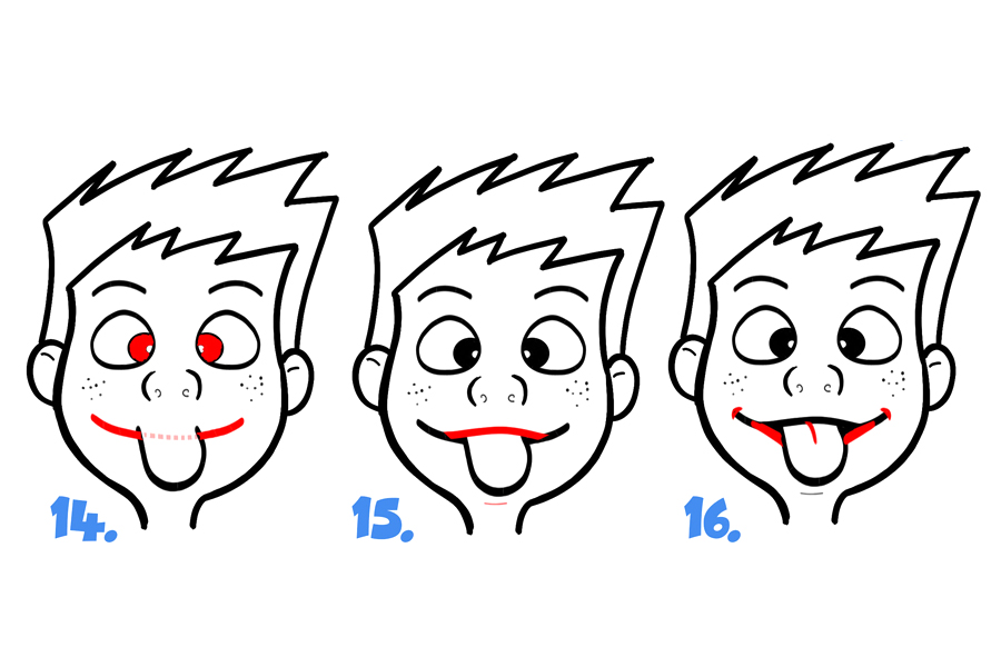 学画卡通面部表情：傻笑，吐舌头-图5