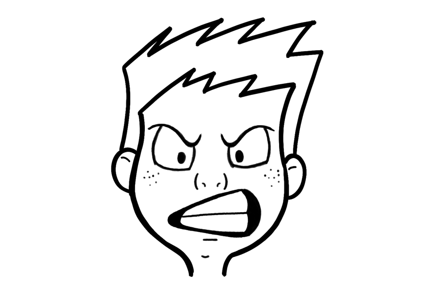 学画卡通面部表情：愤怒