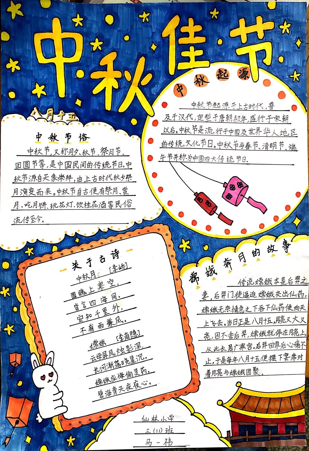 8月15中秋佳节主题手抄报一等奖作品-图4
