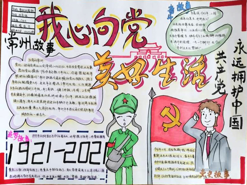 我心向党美好生活主题手抄报简单好画5张-图2