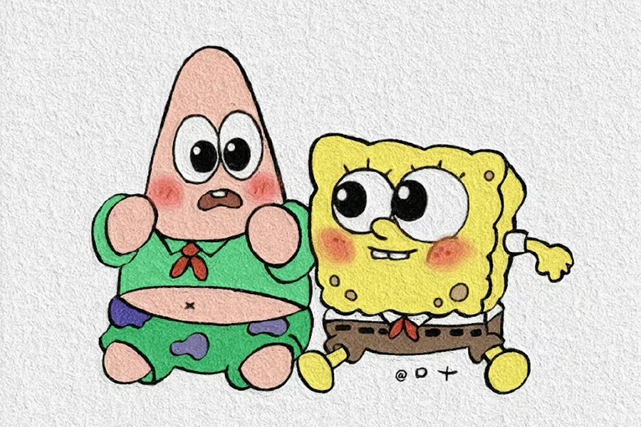 可爱的海绵宝宝派大星简笔画图片18张-图5