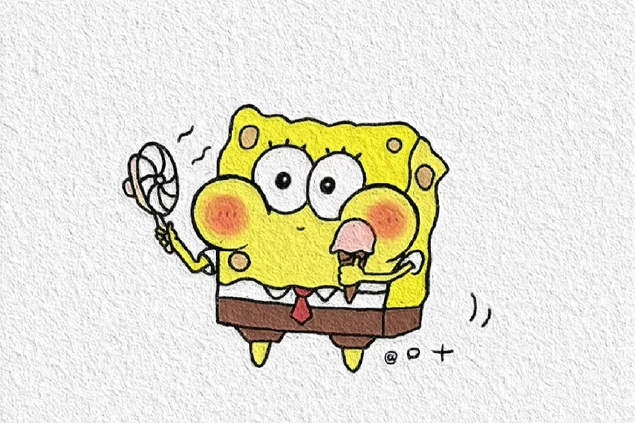 可爱的海绵宝宝派大星简笔画图片18张-图12