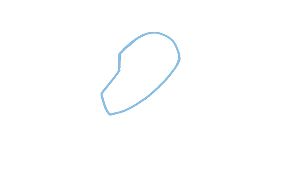 步骤1：首先画长颈鹿头部的形状轮廓。