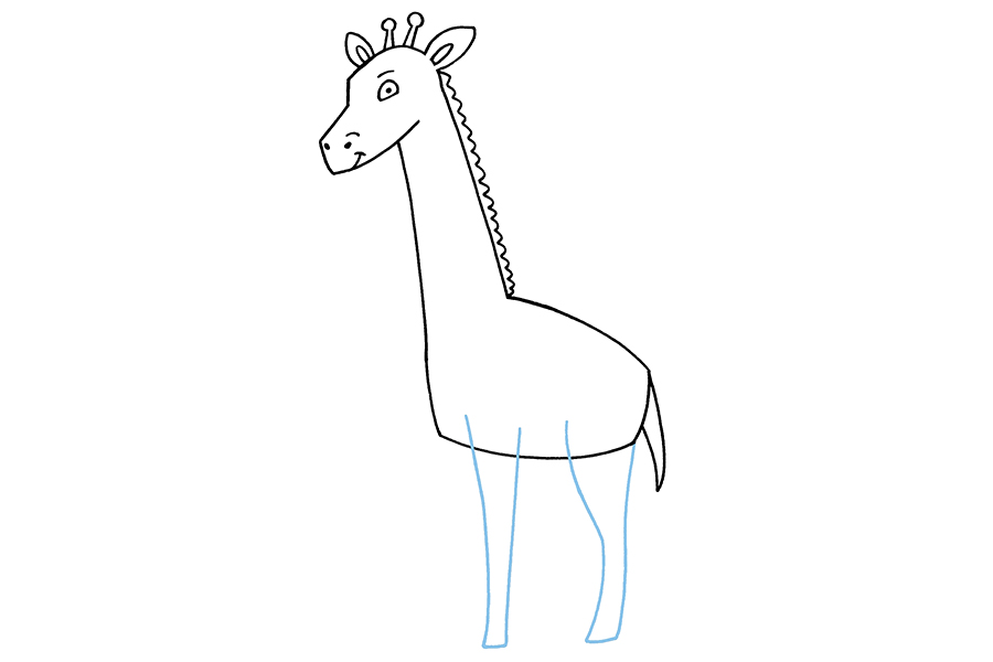 步骤6：开始画长颈鹿的腿，从前两条腿开始。