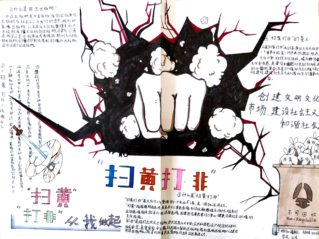 扫黄打非知识宣传手抄报一等奖-图5