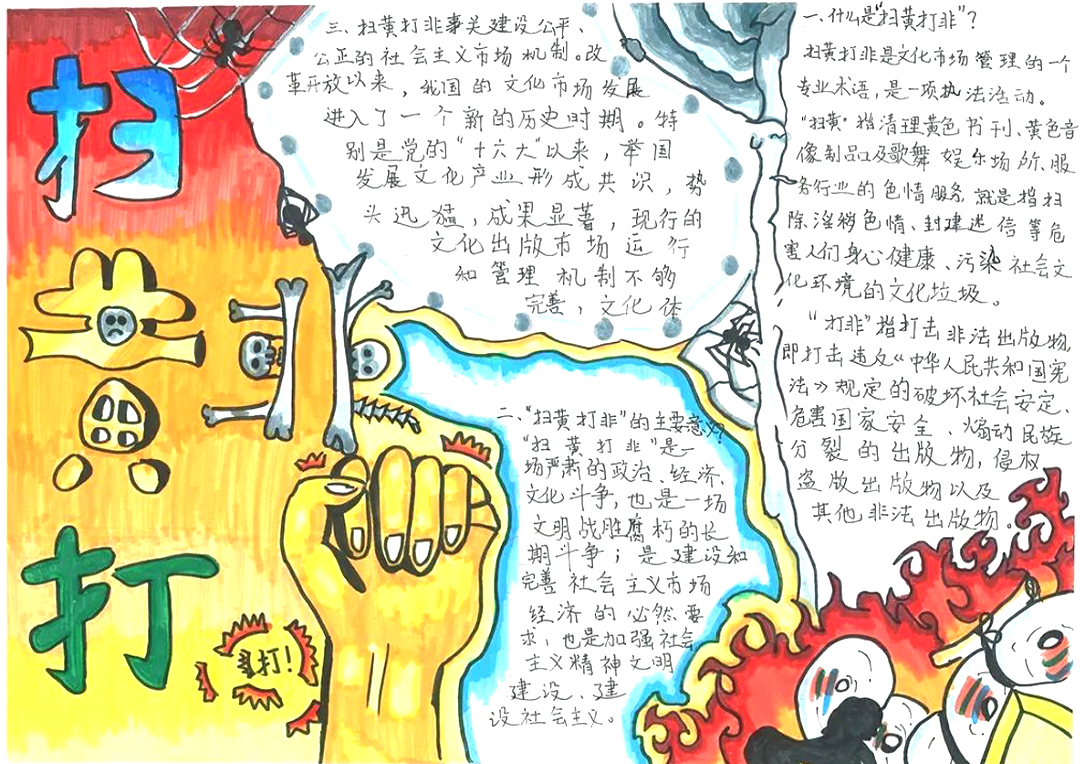 扫黄打非护苗2022主题手抄报精选作品-图3