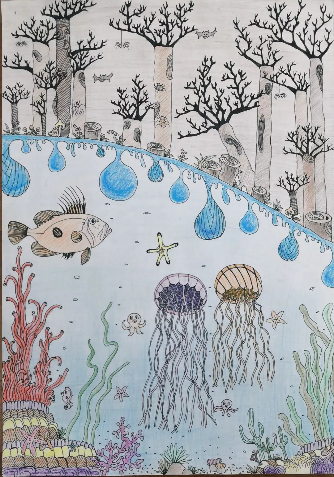 绿色家园保护环境儿童画一等奖作品-图1