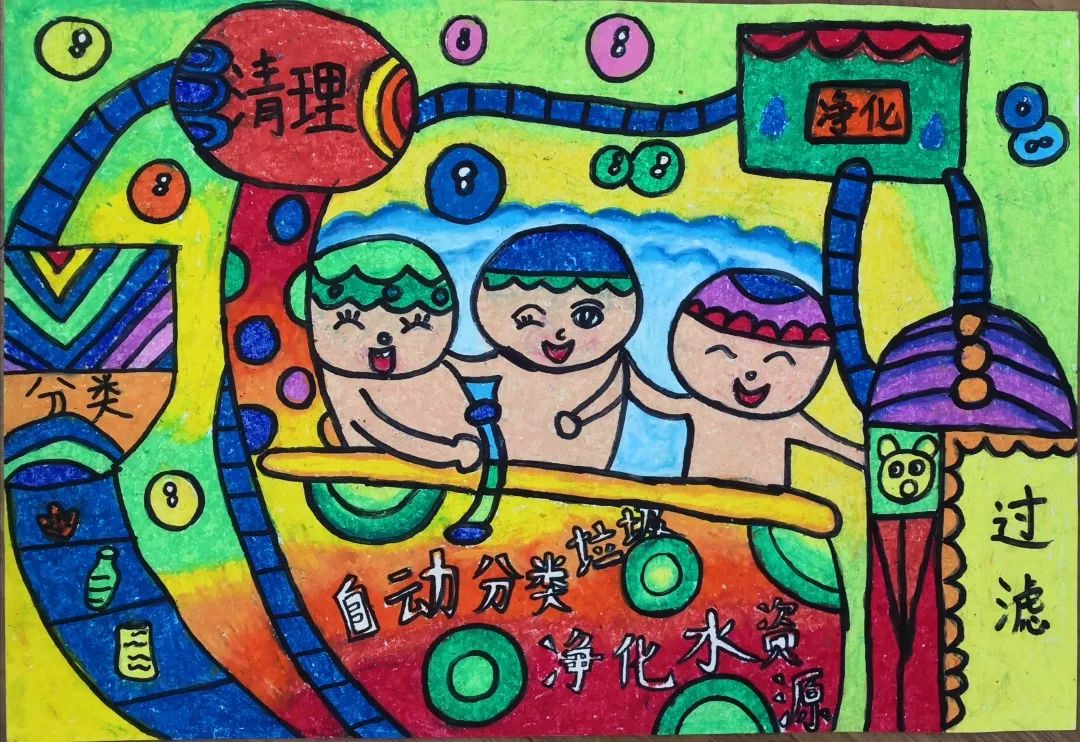绿色家园保护环境儿童画一等奖作品-图3