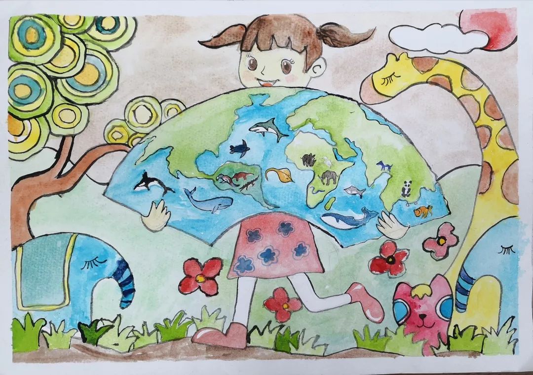 绿色家园保护环境儿童画一等奖作品-图4