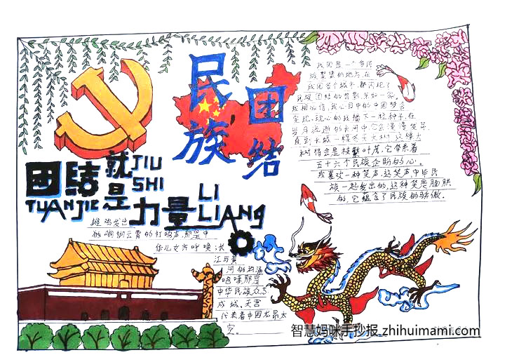 6张关于民族团结一家亲的手抄报-图2