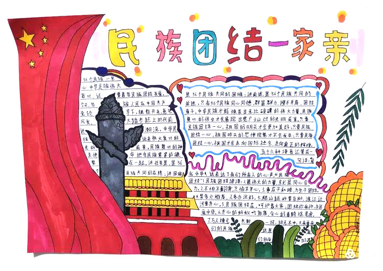 6张关于民族团结一家亲的手抄报-图4