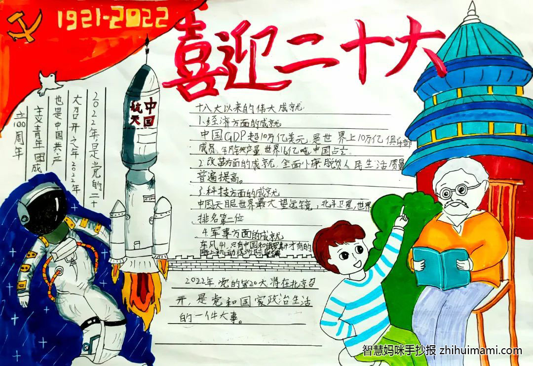 “喜迎二十大，争做好队员”手抄报图片（8张）-图1