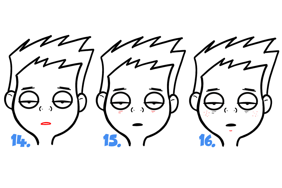 如何画卡通面部表情：昏昏欲睡、疲倦-图5