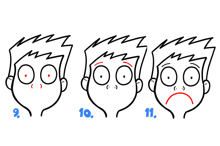 如何画卡通面部表情：害怕、石化、恐慌-图3