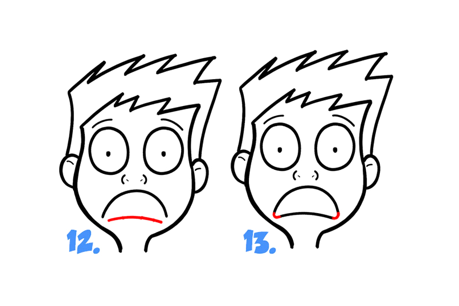 如何画卡通面部表情：害怕、石化、恐慌-图4