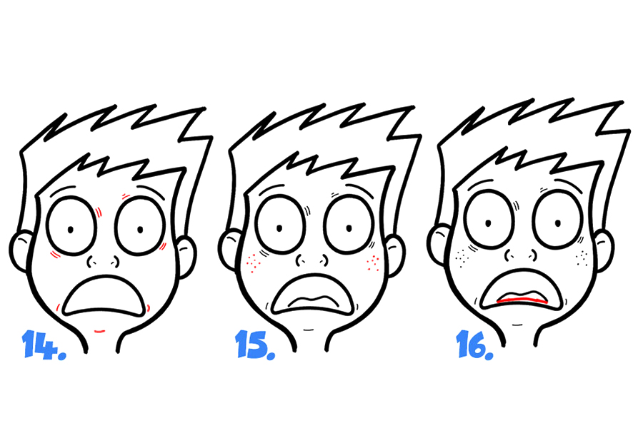 如何画卡通面部表情：害怕、石化、恐慌-图5
