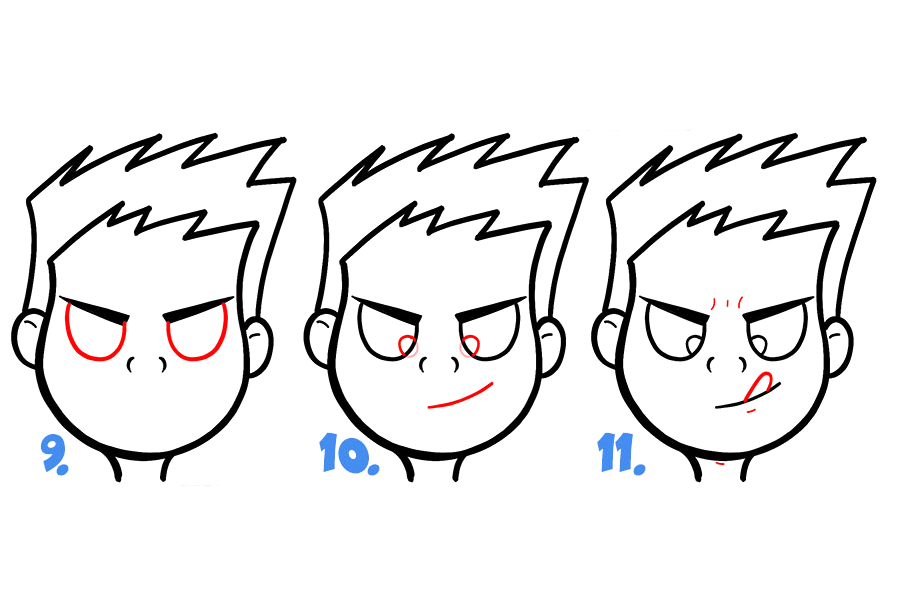 如何画一个傻乎乎的卡通表情简笔画-图3