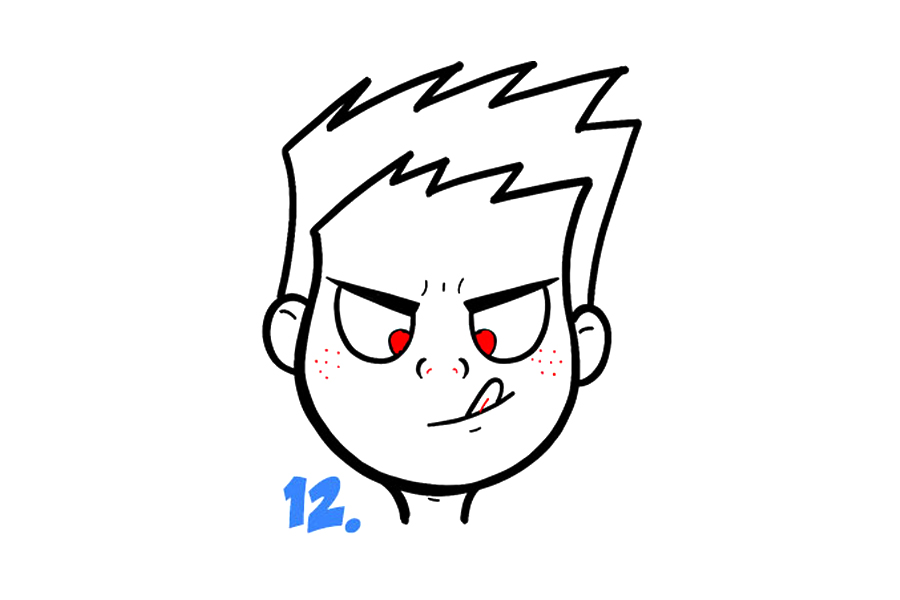 如何画一个傻乎乎的卡通表情简笔画-图4