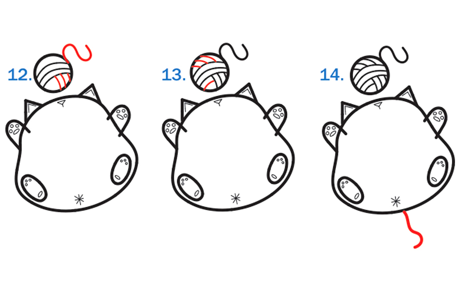 如何画一只可爱的小猫玩毛线球-图4
