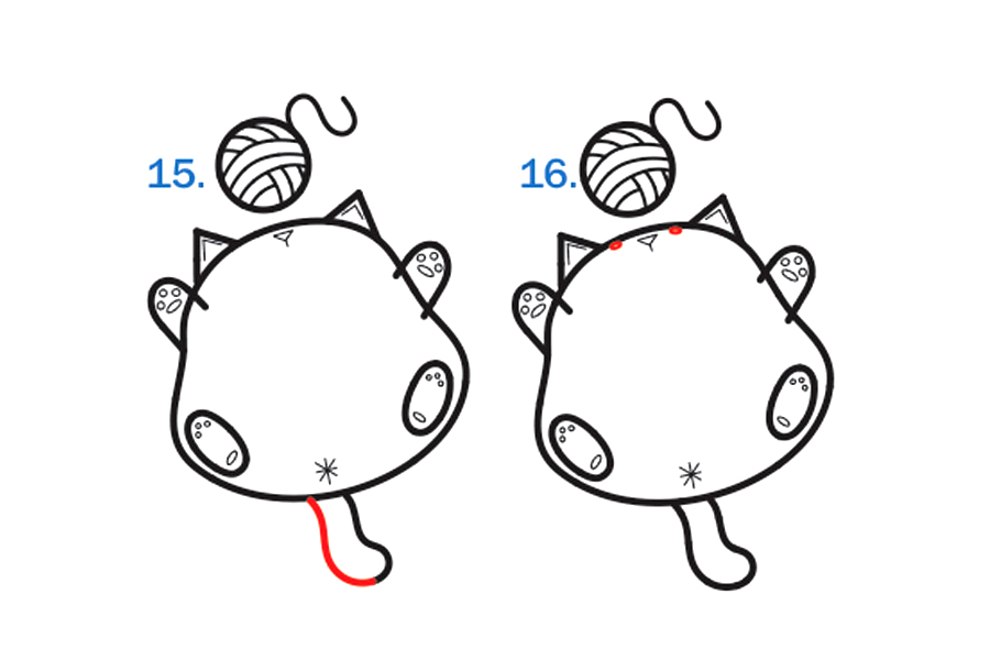 如何画一只可爱的小猫玩毛线球-图5