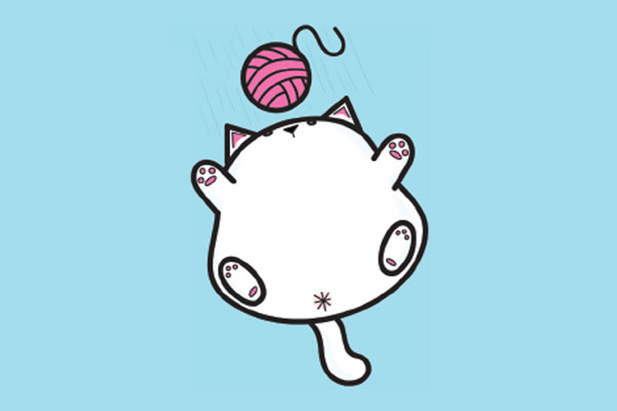 如何画一只可爱的小猫玩毛线球