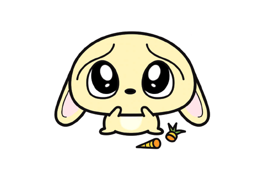 委屈的卡通小兔子怎么画