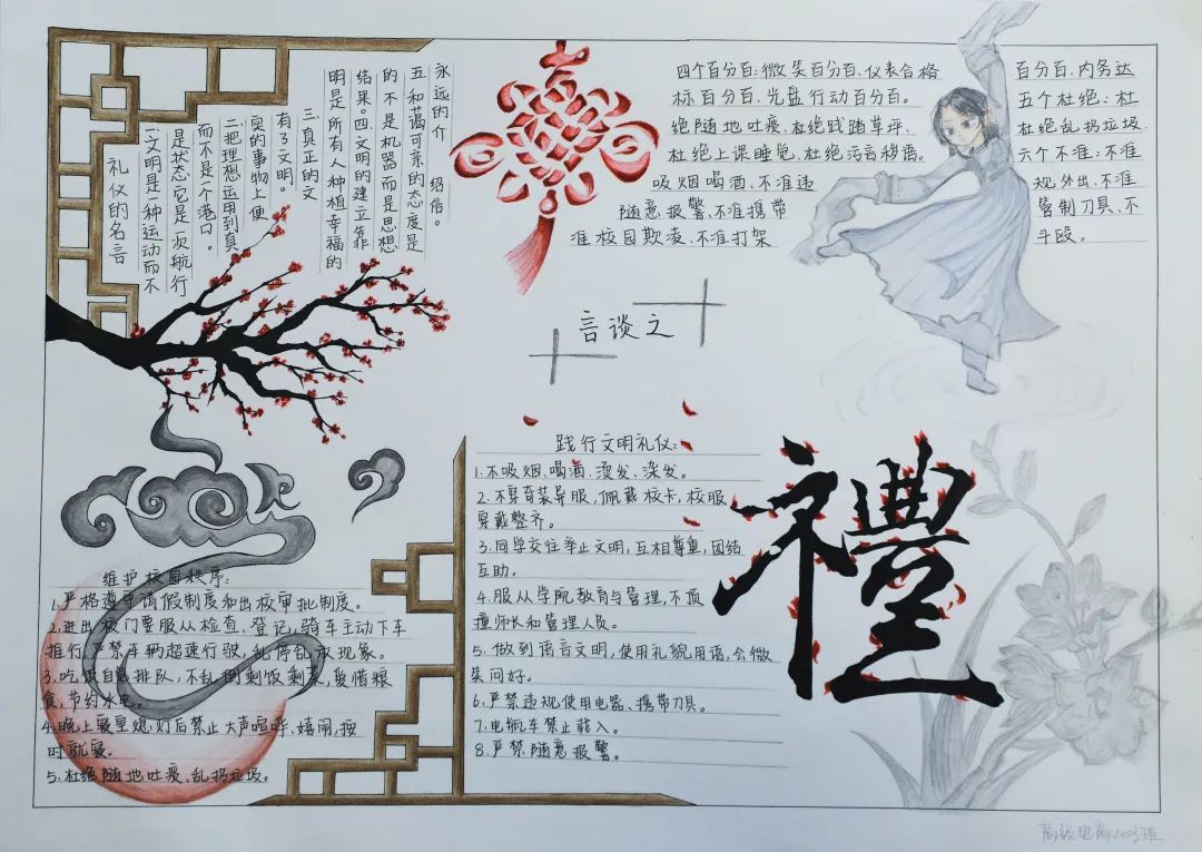 “践行4-5-6，争做文明学生”文明手抄报简单漂亮-图1