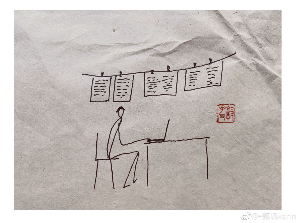 海上生明月，天涯共此时。一组简单的中秋节简笔画意境画-图3