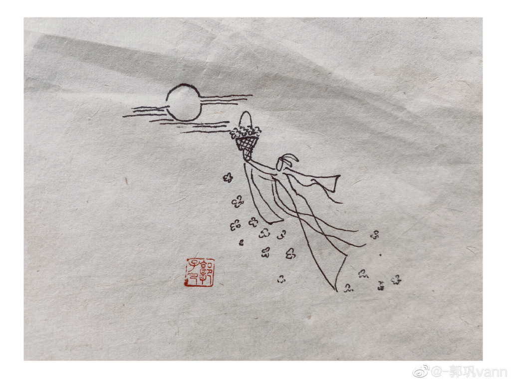 海上生明月，天涯共此时。一组简单的中秋节简笔画意境画-图8