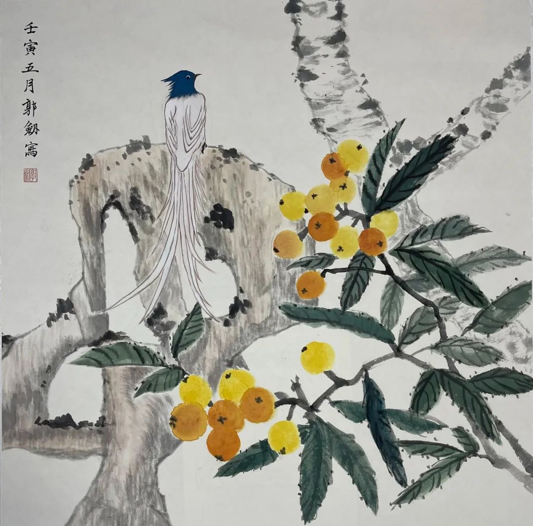 步骤5：《绶带枇杷图》