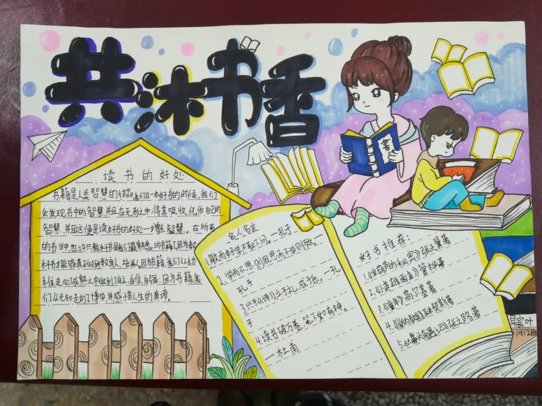 “亲子共沐书香 强国复兴有我”阅读主题手抄报5张-图1