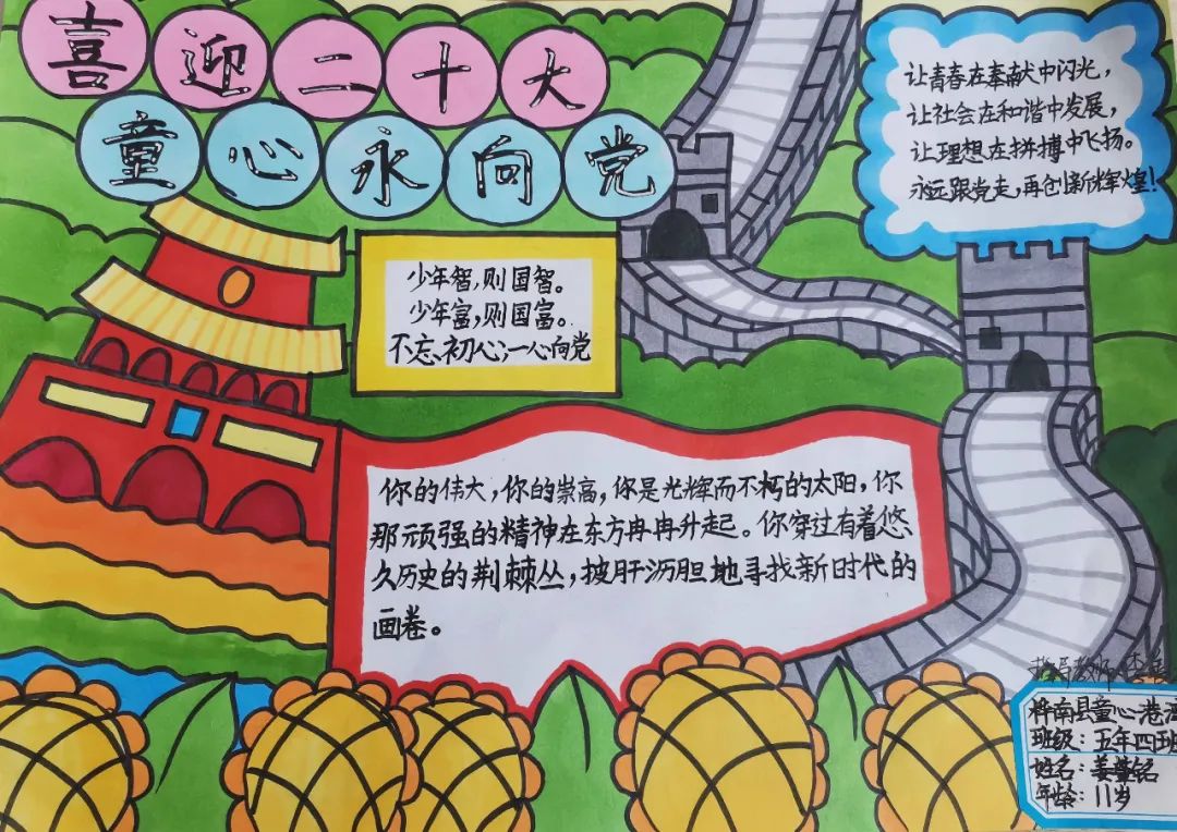 ”童心向党 强国有我“喜迎二十大手抄报优秀作品5张-图4