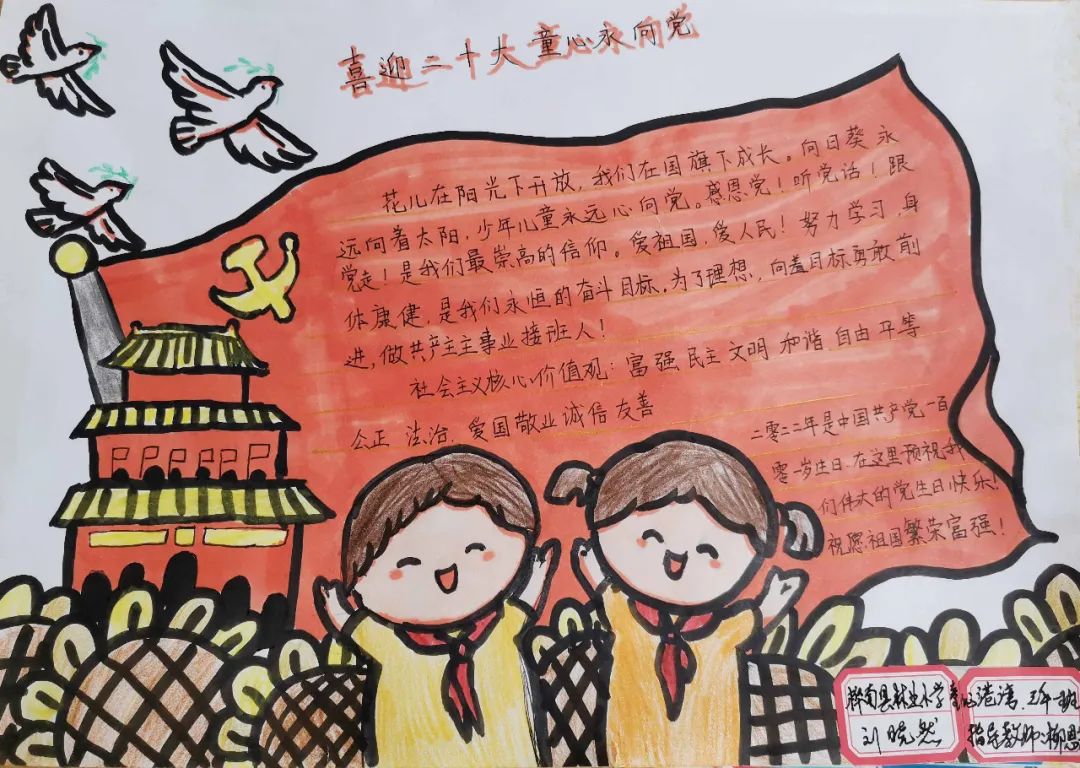 童心向党 喜迎二十大主题手抄报三年级作品-图2