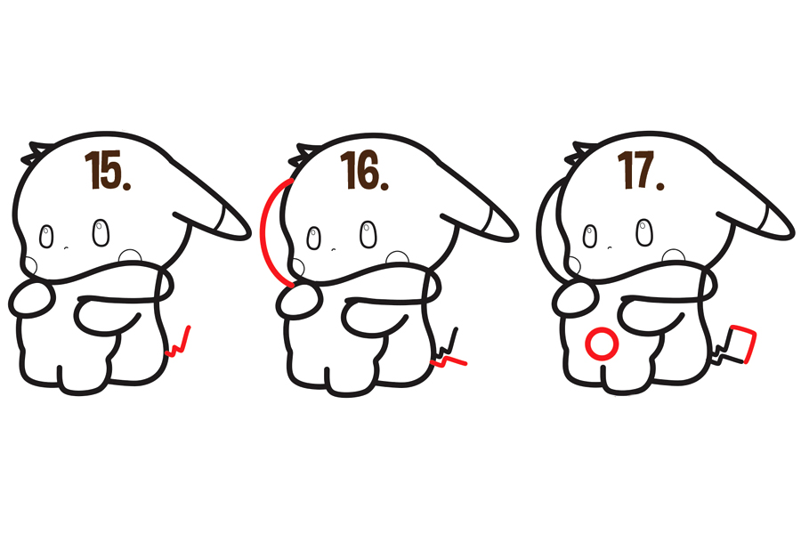 可爱的皮卡丘拥抱简笔画画法步骤-图4