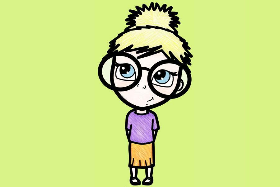 如何画一个戴眼镜的女老师