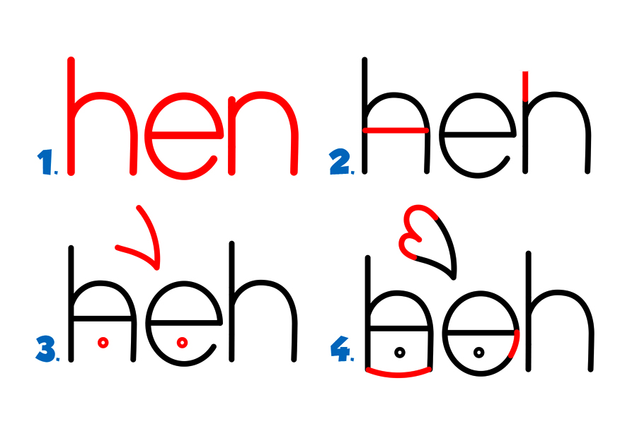 如何用“hen”字母画卡通母鸡-图1