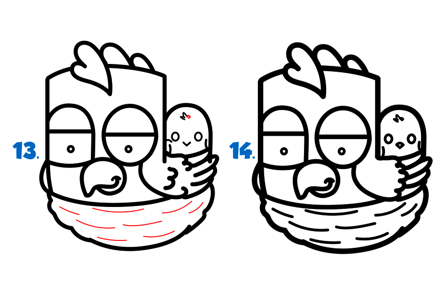 如何用“hen”字母画卡通母鸡-图5