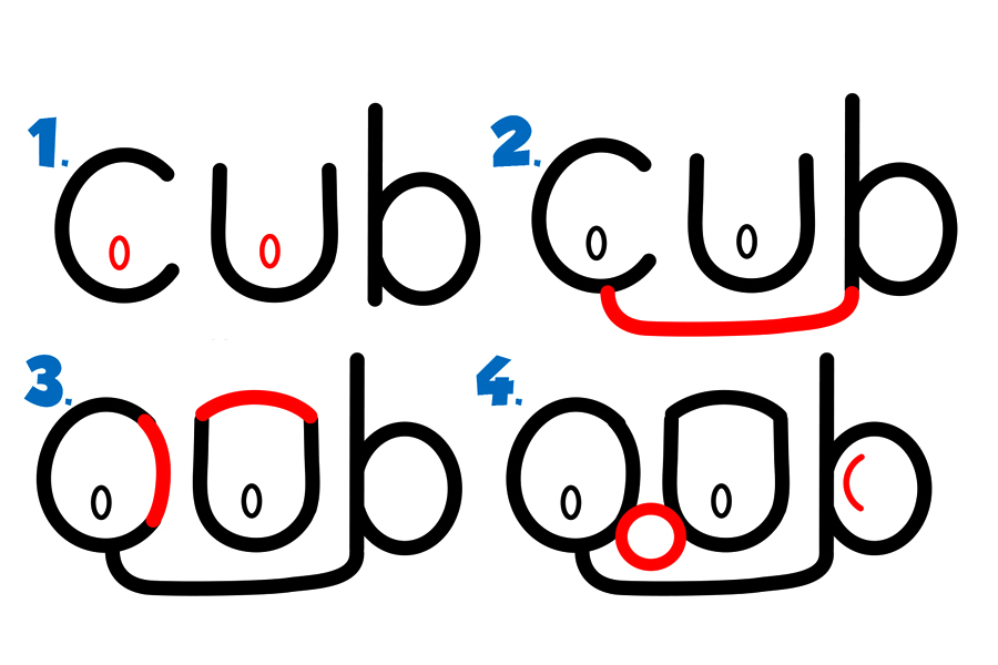 如何用“Cub”字母画可爱的卡通小熊宝宝-图1