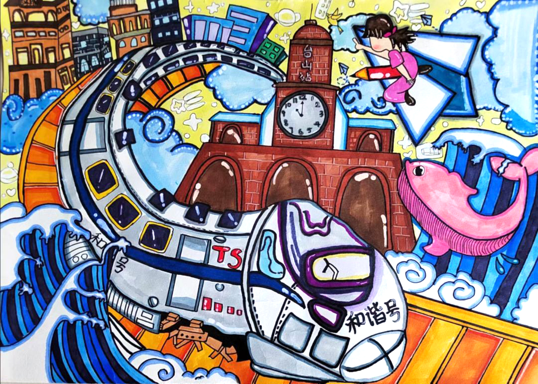 童心共绘文明城 小学生文明主题绘画优秀作品-图3