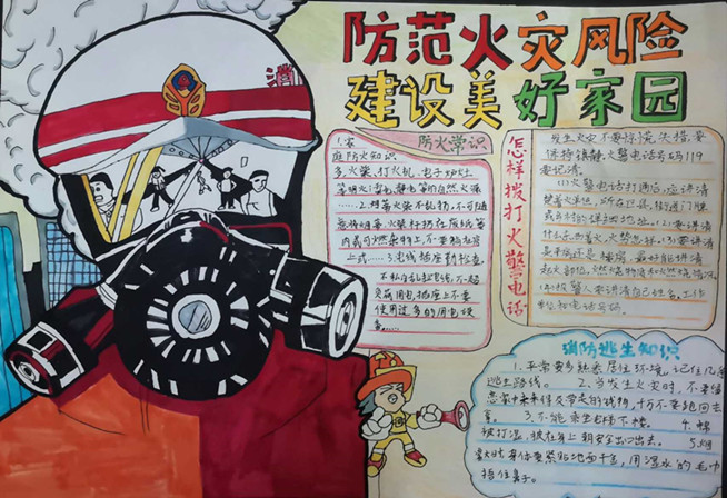 “防范火灾风险 建设美好家园”手抄报五年级获奖作品-图4