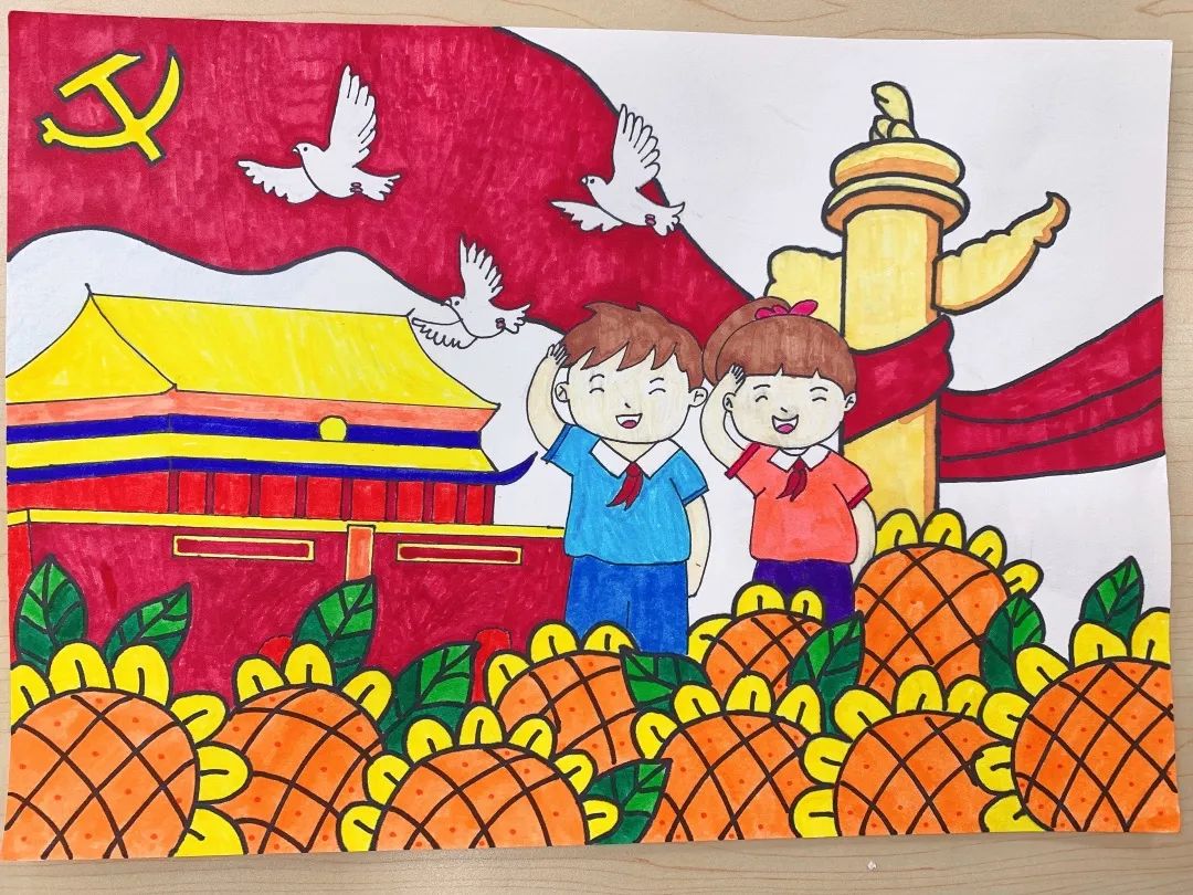 “喜迎二十大•童心永向党”少儿优秀绘画作品7张-图4